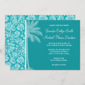 Invitation Modèle de damas bleu-vert d'été (Devant / Derrière)
