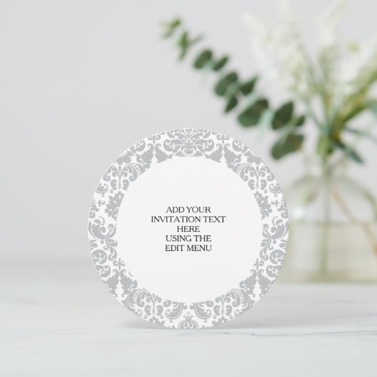 Invitation Modèle de damas épais gris et blanc (Debout devant)