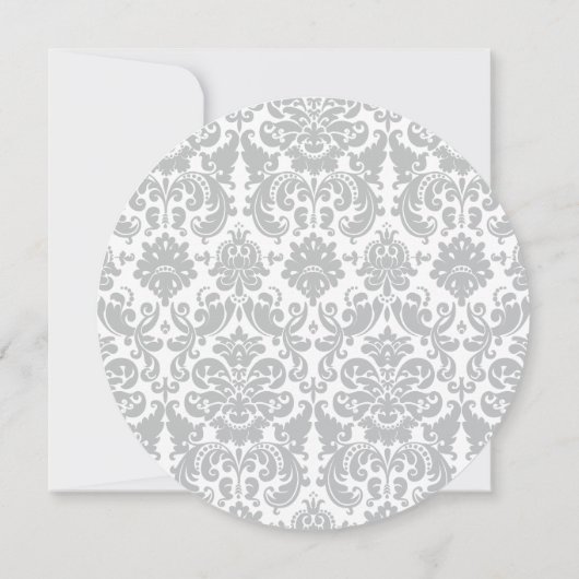 Invitation Modèle de damas épais gris et blanc (Dos)