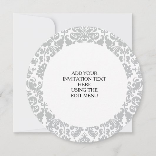 Invitation Modèle de damas épais gris et blanc (Devant)