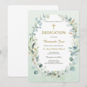 Invitation Modèle de dédicace de garçon avec verdure (Devant / Derrière)