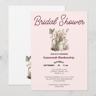 Invitation Modèle de douche de mariée avec arrosoir et papill
