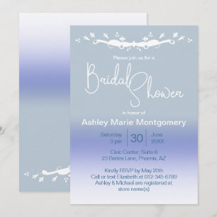 Invitation Modèle de douche de mariée ombré bleu pastel éléga