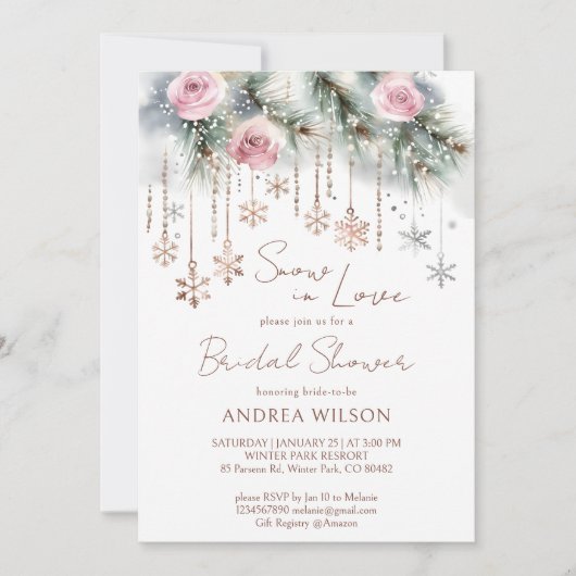 Invitation Modèle de douche nuptiale hivernale (Devant)