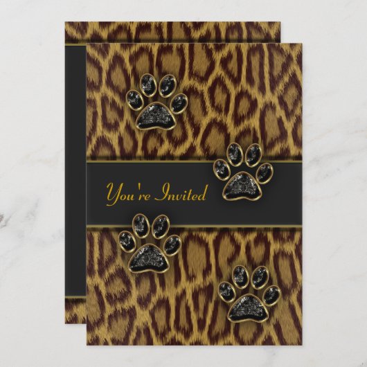 Invitation Modèle de fête à motif léopard (Devant / Derrière)