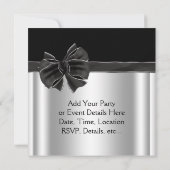 Invitation Modèle de fête argent noir à arc en diamant (Dos)