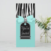 Invitation modèle de fête avec motif zèbre bleu sa (Debout devant)