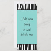 Invitation modèle de fête avec motif zèbre bleu sa (Dos)