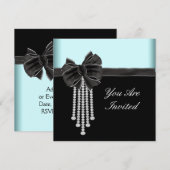 Invitation Modèle de fête bleu sarcelle noir avec arc en diam (Devant / Derrière)