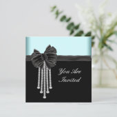 Invitation Modèle de fête bleu sarcelle noir avec arc en diam (Debout devant)