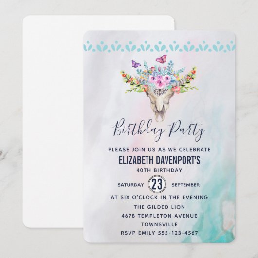 Invitation modèle de fête d'anniversaire 3 (Devant / Derrière)