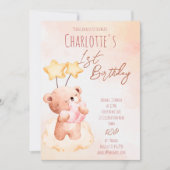 Invitation Modèle de fête d'anniversaire de l'ours en peluche (Devant)