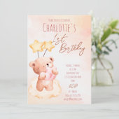 Invitation Modèle de fête d'anniversaire de l'ours en peluche (Debout devant)