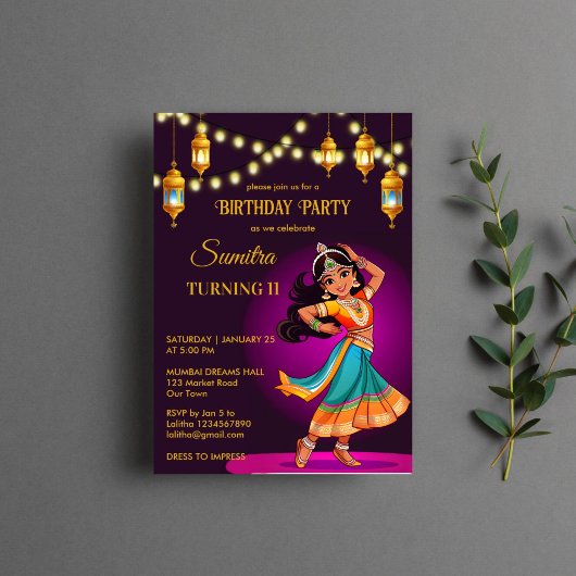 Invitation Modèle de fête d'anniversaire des filles de Bollyw