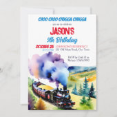 Invitation Modèle de fête d'anniversaire du train Chugga chug (Devant)