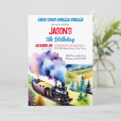 Invitation Modèle de fête d'anniversaire du train Chugga chug (Debout devant)