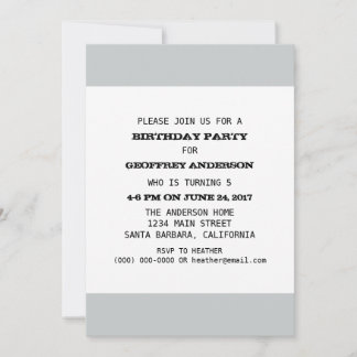 Invitation Modèle de fête d'anniversaire enfant