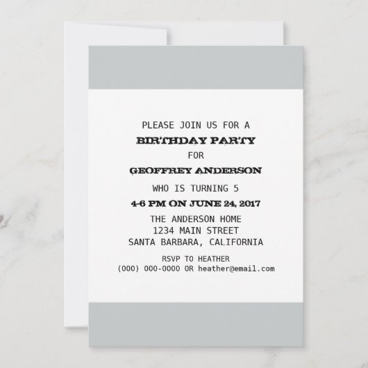 Invitation Modèle de fête d'anniversaire enfant (Devant)