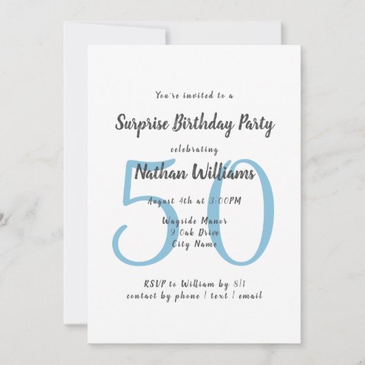 Invitation Modèle de fête d'anniversaire surprise (Devant)