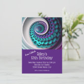 Invitation Modèle de fête d'anniversaire violet Turquoise (Debout devant)