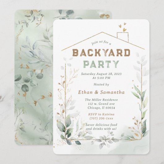 Invitation Modèle de fête dans le jardin modifiable (Devant / Derrière)