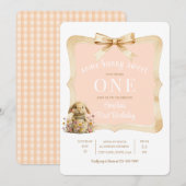 Invitation Modèle de fête de fille lapin floral (Devant / Derrière)