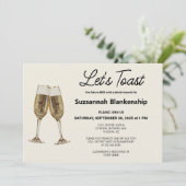 Invitation Modèle de Fête des mariées de toast de Flute Champ (Debout devant)