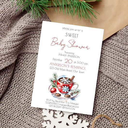 Invitation Modèle de fête du thé baby shower de Noël
