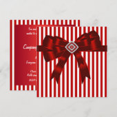 Invitation Modèle de fête élégant à rayures rouges et blanche (Devant / Derrière)