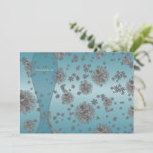 Invitation Modèle de fête Fleurs Argent Bleu Canard (Debout devant)