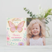 Invitation Modèle de fête florale éditable pour filles (Debout devant)