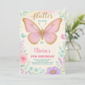 Invitation Modèle de fête florale éditable pour filles (Debout devant)