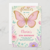 Invitation Modèle de fête florale éditable pour filles (Devant / Derrière)