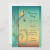 Invitation Modèle de fête papillon coucher de soleil bleu élé (Devant)