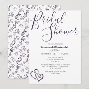 Invitation Modèle de fête prénuptiale à coeurs liés gris
