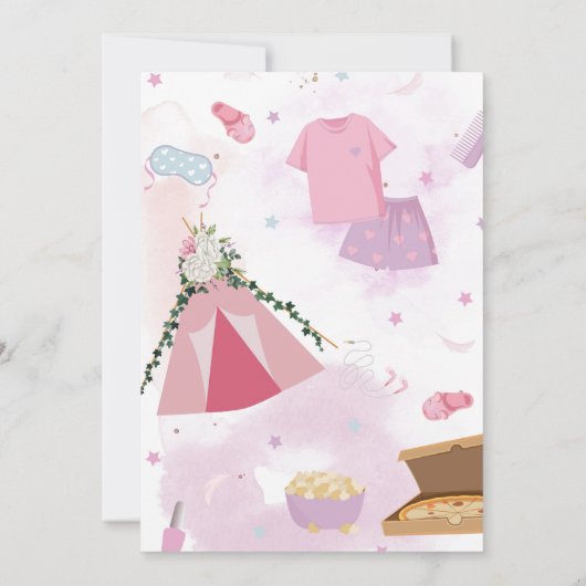 Invitation Modèle de fête pyjama, pastels doux (Dos)