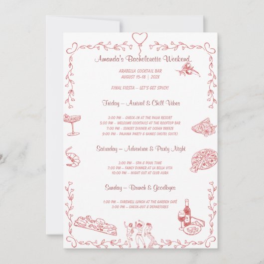 Invitation Modèle de fin de semaine Bachelorette personnalisa (Devant)
