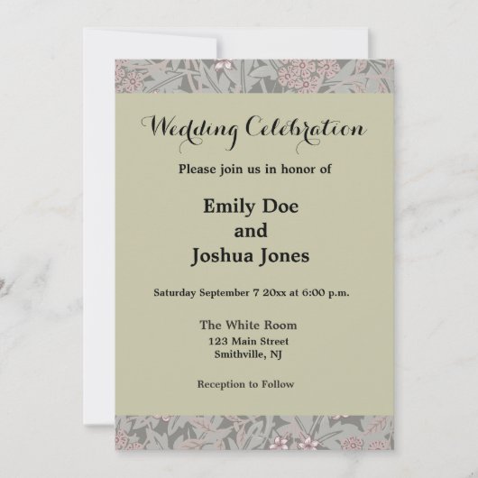 Invitation Modèle de fleur de jasmin de William Morris (Devant)
