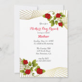 Invitation Modèle de fleurs de rose rouge avec accent doré (Devant)