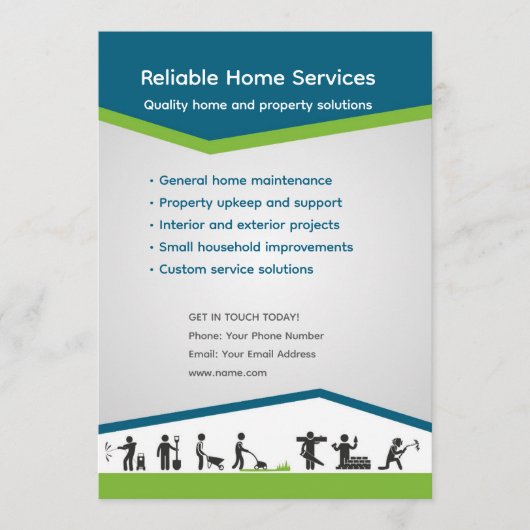 Invitation Modèle de Flyer de Services à Domicile Modifiable (Devant)