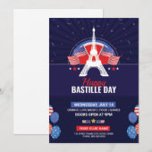 Invitation Modèle de flyer d'invitation à la fête du 14 juill (Devant / Derrière)