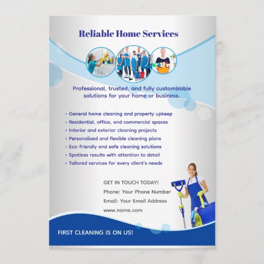Invitation Modèle de flyer modifiable pour les services à dom (Devant)