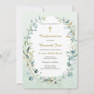 Invitation Modèle de garçon de confirmation de verdure