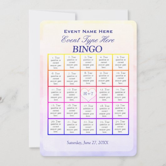 Invitation Modèle de jeu de Bingo (Devant)