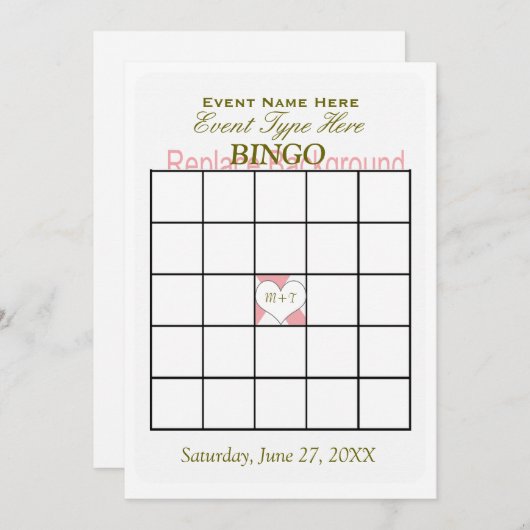 Invitation Modèle de jeu de bingo (Devant / Derrière)