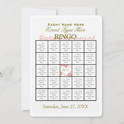 Invitation Modèle de jeu de Bingo (Devant)
