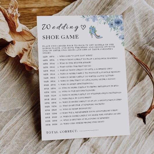 Invitation Modèle de jeu de chaussures Mariage bleu,