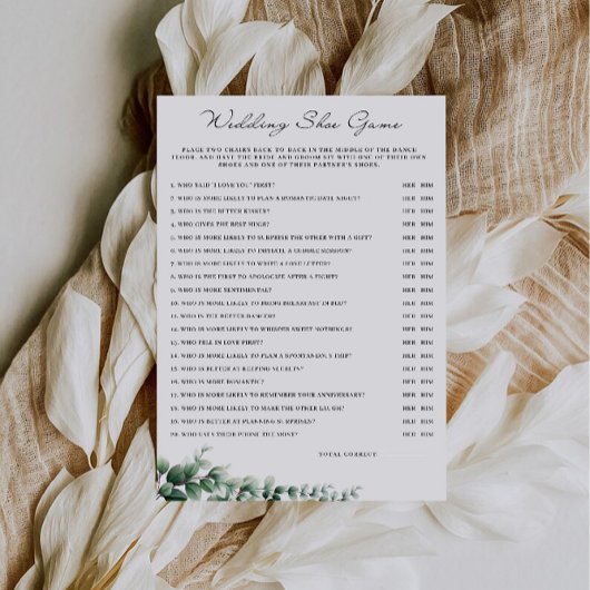 Invitation Modèle de jeu de chaussures Mariage de verdure,