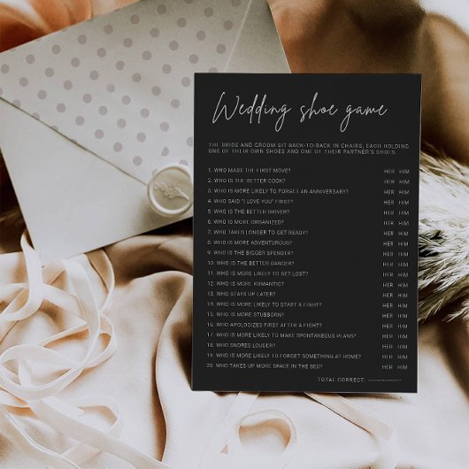 Invitation Modèle de jeu de chaussures Mariage noir,