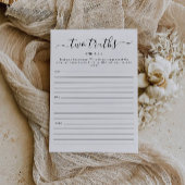 Invitation Modèle de jeu de douche de mariée, Deux Vérités et